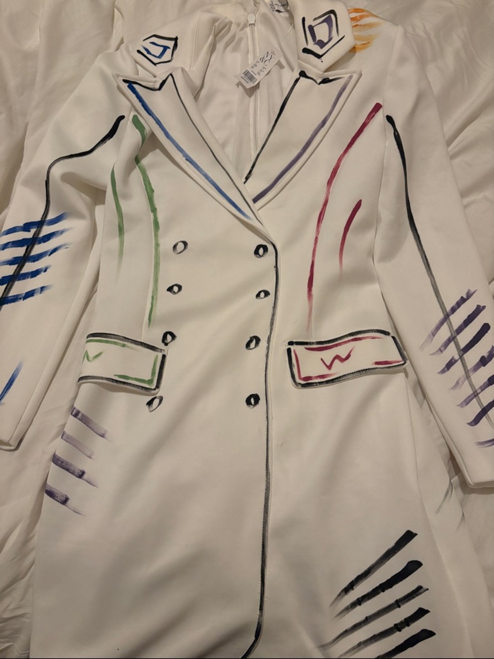 New York & Company White dress with Multicolor Painted Accents